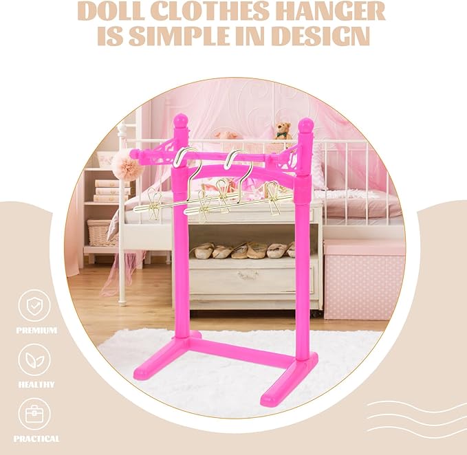 Luxshiny Mini Doll Clothes Hangers 5 Pcs Metal Wardrobe Accessories for Doll Dresses Shirts Pants Display 2.95In Durable Miniature Hangers for Dollhouse Decor