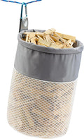Mesh Clothespin Bag Holder Outside, Ventilation and Moisture Resistance, Multiple Hanging Methods Clothes Pin Bag with Drawstring Closure, Large-Capacity Clothespin Storage Organizer with Hooks