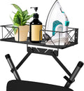 Ironing Board Hanger Wall Mount, Ironing Board Holder, Laundry Room Decor Organization and Storage with Large Storage Grid Base Basket and Removable Hooks(T&V Shaped) for Laundry/Living Room/Bathroom