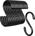 HiGift 24 Pack 3 Inch Vinyl Coated S Hooks, Non Slip Heavy Duty S Hooks for Hanging Plants, Metal Black Rubber Coated Closet S Hook for Hanging Plant Jeans Clothes Kitchen Pot Pan Cup Towels Bags
