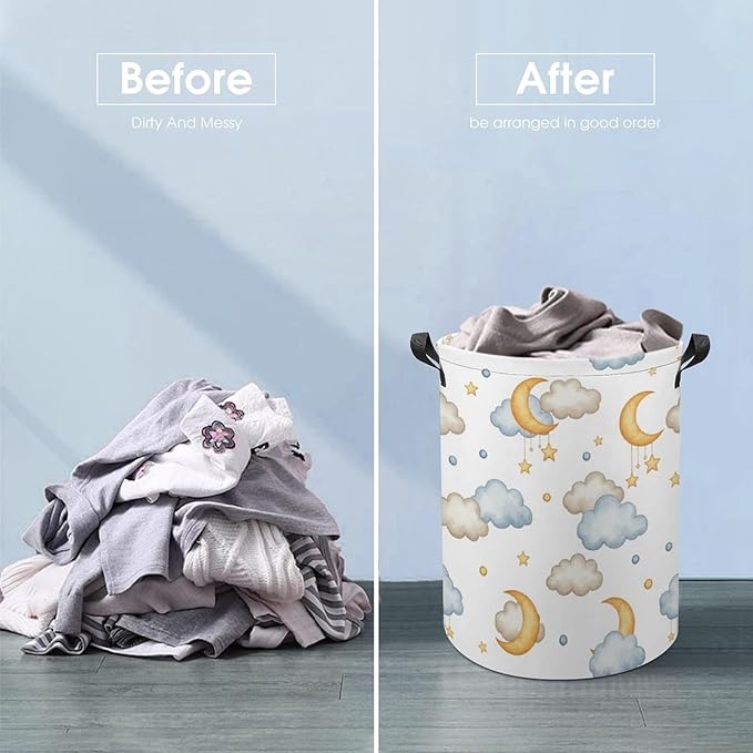 Cartoon Kids Laundry Basket Moon And Stars Decor Kids Laundry Hamper Clothes Hamper Toy Storage Bin Bedroom Bathroom