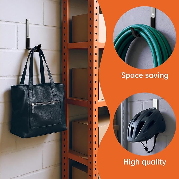 Heavy Duty Steel Hooks,Garage Storage Utility Hooks,Heavy Duty Tool Organizer,Steel Wall Mount Hook, Hose Hanger, Garage Garden Hooks (2)
