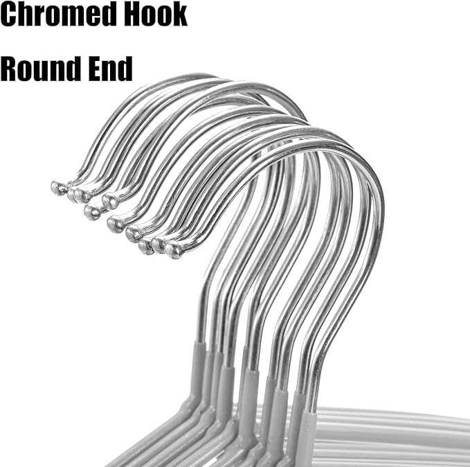 Tosnail 50 Pack 16-Inch Stainless Steel Wire Metal Hangers, Non-Slip Hanger, Space Saving Closet Clothes Organizer, Grey
