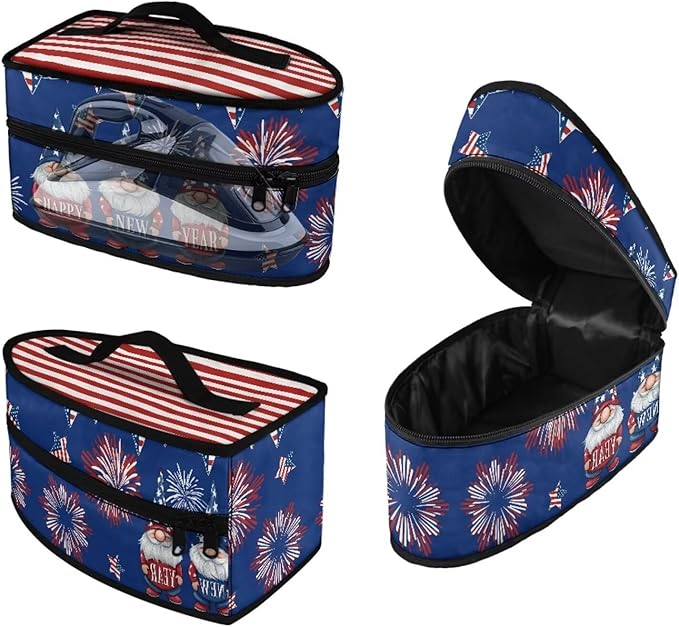 New Year Gnome Steam Iron Storage Bag for Travel or Storage Colorful Easy to Clean Clothes Iron Storage Case Universal for Most Iron