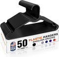 HOUSE DAY Black Plastic Hangers 50 Pack - Made in USA - Lightweight & Slim Space Saving Clothes Hanger with Shoulder Grooves for Dresses, Lingerie, Shirts, Pants, Durable Closet Organizers and Storage