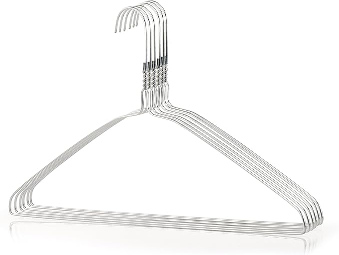 HANGERWORLD Silver Metal Wire Clothes Hangers 16inch 13 Gauge Clothes Garment Coat Hanger (10 Pack)
