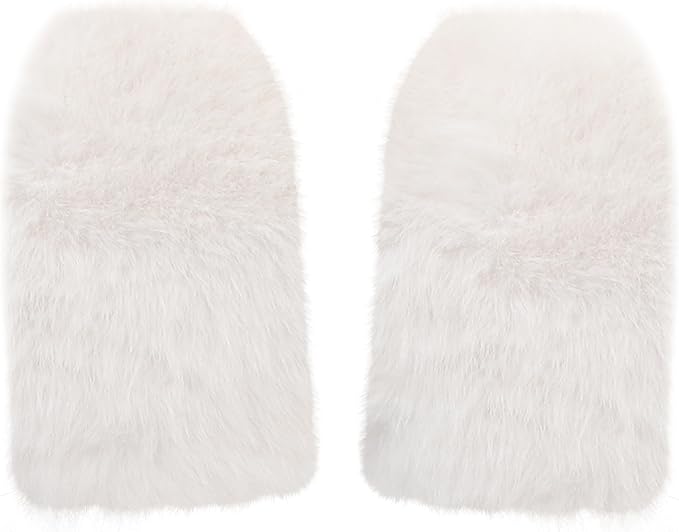 LA CARRIE Women Fuzzy Faux Fur Leg Warmers Fluffy Winter Long Foot Cuffs Furry Boot Socks