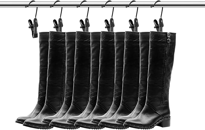 Hotop 48 Pieces Boot Hanger Clips for Closet, Laundry Hanging Hooks Heavy Duty Clips Boot Holder Portable Single Hooks Space Saving for Pants Jeans Clothes Hats Tall Towels (Black)