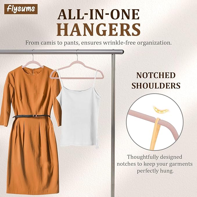 Premium Velvet Hangers - Heavy Duty Pink Non-Slip Space Savers; 50 Pack for Coats, Pants & Dress Clothes