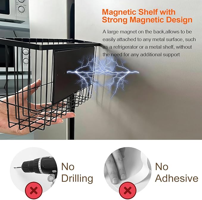2 Pcs Magnetic Dryer Balls Holder Magnetic Spice Basket for Refrigerator Metal Fridge Organizer for Foil Plastic Food Wrap Multipurpose Shelf Organization for Kitchen Laundry Room