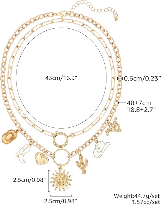 Chunky Gold Necklace for Women Gold Evil Eye Cowboy Pendant Necklace Dainty Paperclip Chain Vintage Luck Amulet Choker Necklaces Celestial Jewelry Gift