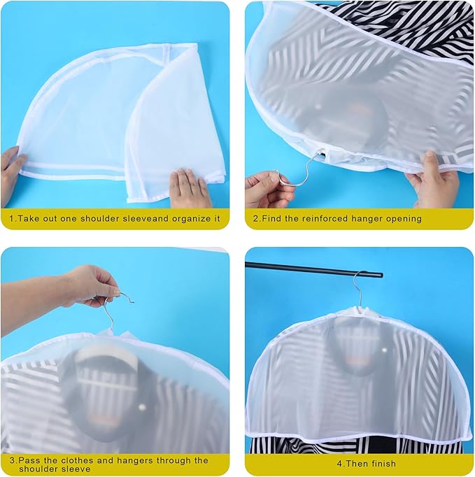 24PCS Garment Covers For Hanging Clothes, Shoulder Covers For Hanging Clothes, Dust Covers For Hanging Clothes, Suit Covers For Closet, Plastic Covers For Clothes, With 2" Gusset, 24''W X 12"H X 2''D