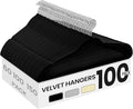 SONGMICS Velvet Hangers 100 Pack, Non-Slip Clothes Hangers with Silver-Colored Swivel Hooks, Slim Space-Saving for Closet, Heavy-Duty, Black UCRF026BZ02S