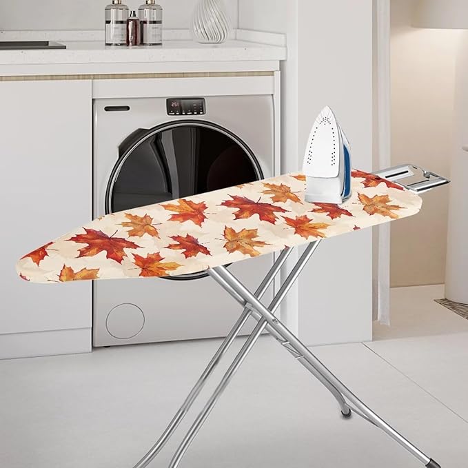 Maple Leaf Stretchable Standard Ironing Board Cover with Elastic Edge Windproof Reflects Heat Durable Iron Board Cover for 15 x 54 Ironing Boards Decor
