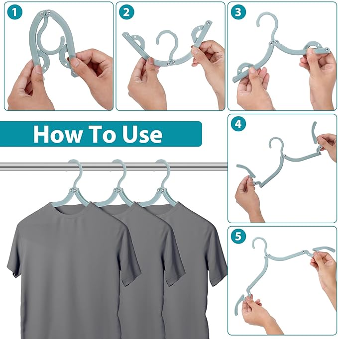 40PCS Large Travel Hangers Lightweight Portable Clothes Hangers with Non-Slip Grooves Space Saving Foldable Clothes Hanger 45cm Plastic Folding Hanger for Travel Camping Home RV