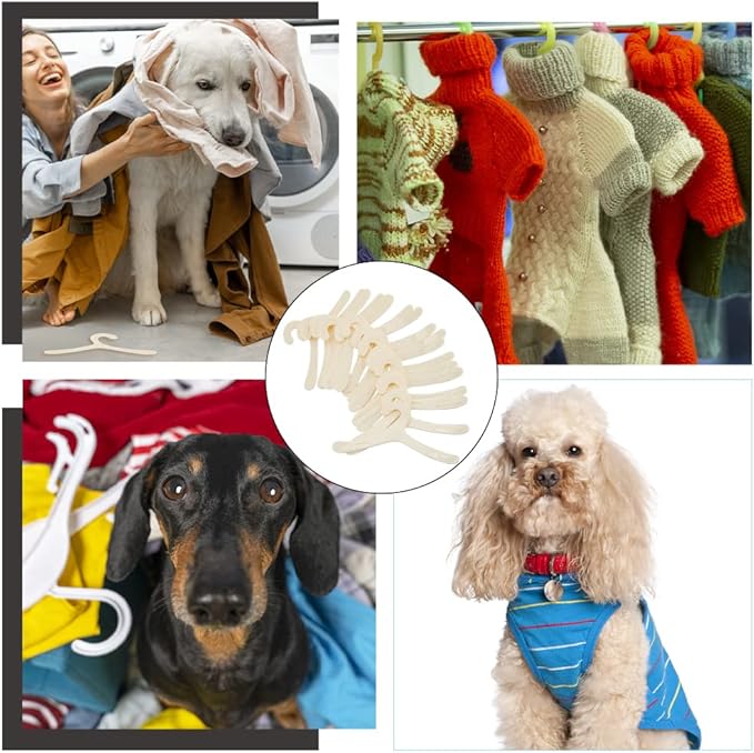 40Pcs Plastic Pet Clothing Hangers, Lemon Chiffon Pet Apparel Hangers for Small Animals, Pet Paw Print Clothes Hangers, 3.46 x 7.40 x 0.07 Inches