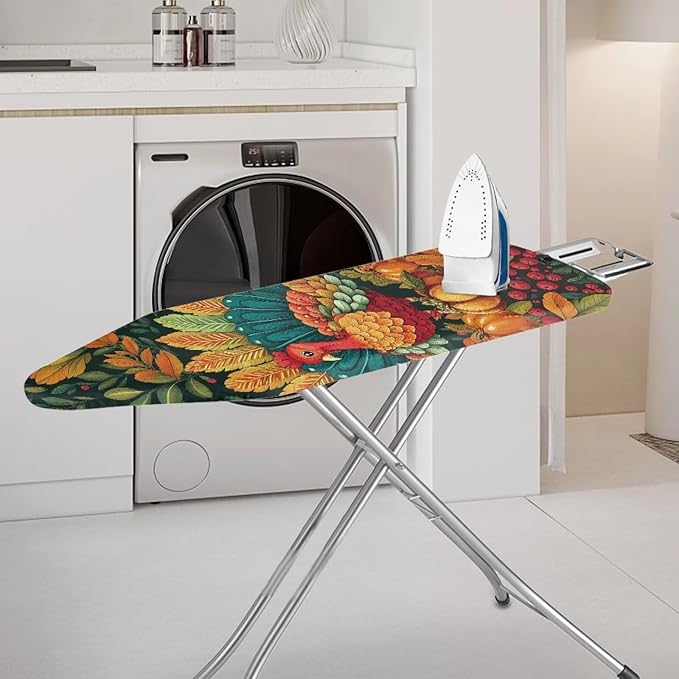 Turkey Thanksgiving Ironing Board Cover Standard Size Holiday Ironing Board Pad Protector with Elastic Edge Decor Home Gifts