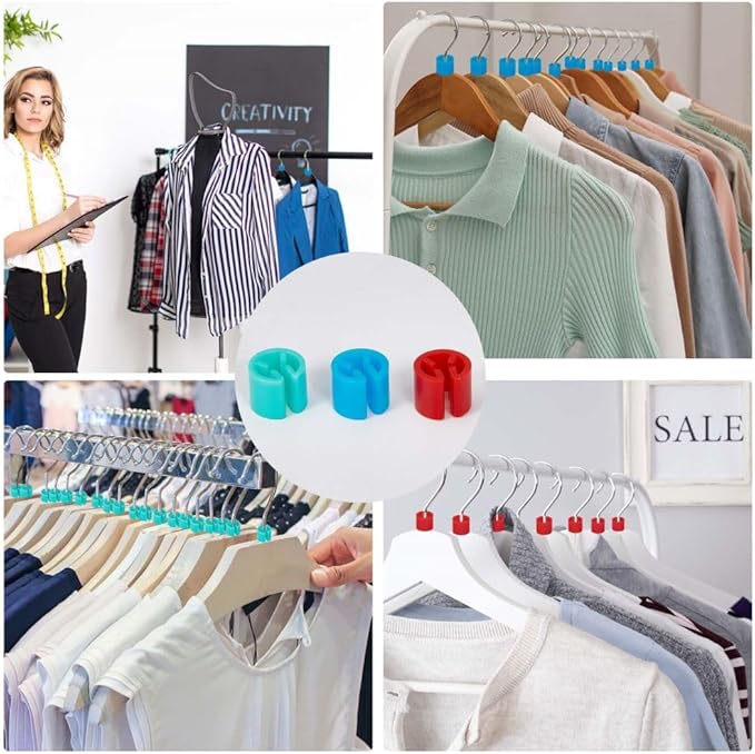 GORGECRAFT 210Pcs 7 Colors Clothes Hanger Markers Blank Tags Plastic Garment Hanger Size Markers Assortment Kit Fit 9.5mm Rod for Clothing Snap Number Labels Accessories Color Coding with Storage Box