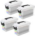 Sheffield 12758 4-Pack Ammo Storage Box, Stackable .30 Cal Field Boxes, Water and Dust Resistant, Lockable Storage Box with Handle, Secures Hunting Gear, Supplies, and Bullets, Made in USA, Frost