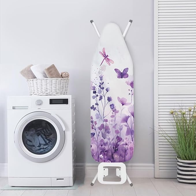Iron Board Cover Standard Size,Floral Print Ironing Board Cover,Ironing Board Cover,Floral Cover for Ironing Board,Chic Print Purple XX-Large