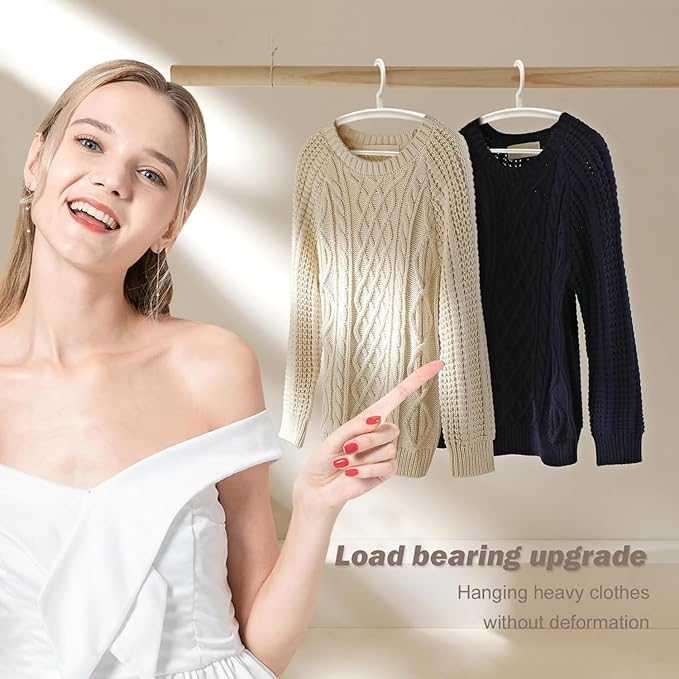 20 Pack Heavy Duty Plastic Hangers 25lb Capacity Swivel Hook Clothes Hanger Wide Shoulder Jacket Hangers Thick Winter Coat Hanger (White)