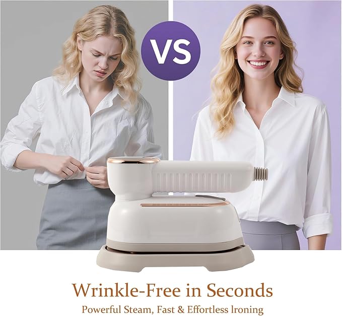 Portable Clothing Steamer, 1000W Clothing Wrinkle Remover, 3+1 Steam Adjustment Multifunctional Hanging Iron with LED Digital Display Screen, 130ml, with Water Shortage Warning, Safe Use (White)