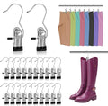 200Pcs Boot Hangers Clips, Laundry Hooks, Clothes Pins, Closet Hanger Organizer Clamps, Socks Towel Clips, Heavy Duty Clothespins, Bulk Clothes Hangers for Closet Travel Pants Socks