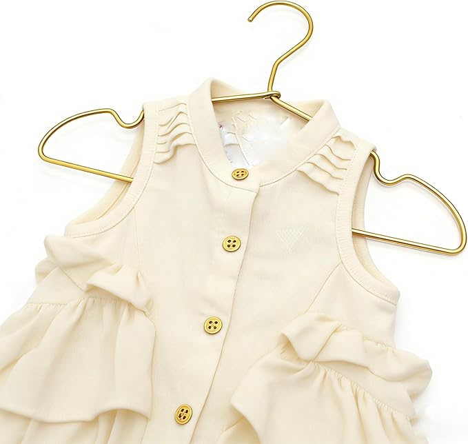 Gold Metal Wire Baby Clothes Hangers,12.6” Children Coat Pants Non Slips Toddler Infant Newborn Kids Hangers, Space Saving Baby Clothes Hangers