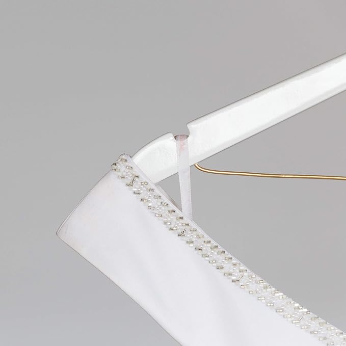 Ella Celebration Bride to Be Wedding Dress Hanger Wooden and Wire Hangers for Brides Gowns, Dresses (White with Light Gold)