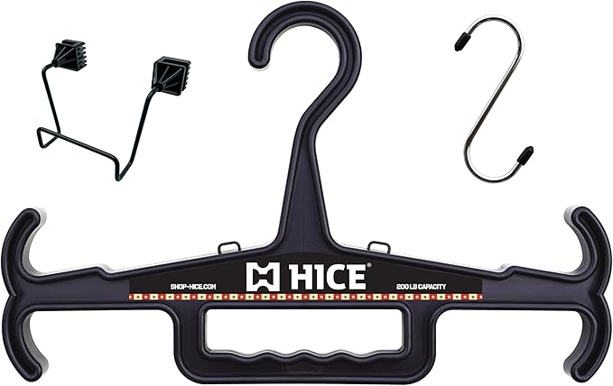 HICE Hanger with a Headrest Mount | Original Heavy Duty Standard Hanger | 200 lb Load Capacity | for Body Armor, Tactical, Police, Military Gear, Scuba (Black HICE Hanger + Headrest Mount)