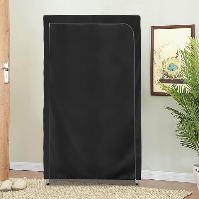 Rileytee Garment Rack Cover,600D Heavy Duty Waterproof Clothing Rack Cover,Clothes Rack Cover with Zipper for Metal Garment Rack(Black,46"W x 18"D x 80"H,Cover Only）