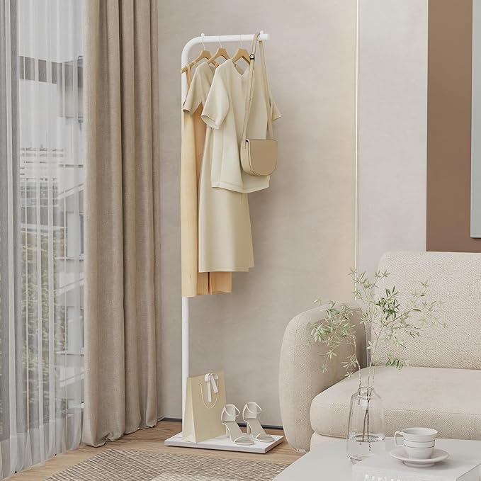 Metal Coat Rack, Stable Coat Tree with Rock Base, Garment Rack Suitable for Bedroom, Hallway, Entrance, Office, 70.8 Inches High, White