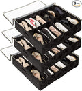 Surblue Under Bed Shoe Organizer Storage Bag with Transparent Skylight and Zippered,36 Pairs,Black 3 PCS