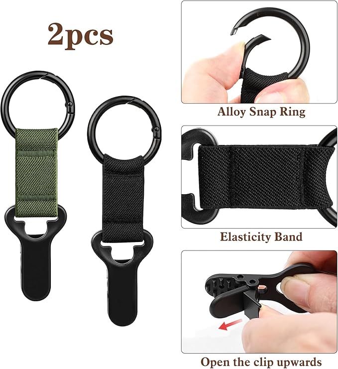 Niveaya Hat Clip for Travel on Bag - 2 Pack, Vacation Beach Cruise Essentials Accessory for Travel Handbag Backpack Luggage, Securely Hold to Keep Hat Shaped, Black+Dark Green