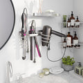 hicorfe Hair Dryer Holder 3 in 1 Hair Tool Organizer,Blow Dryer Holder Wall Mounted,Bathroom Bedroom Care Styling for Flat Iron,Curling Iron,Hair Straightener（Silver）