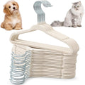 Weysat 48 Pcs Dog Clothes Hangers 11'' Non-Slip & 360° Swivel Velvet Small Pet Beige Hangers for Cats/Dogs with Rustproof Metal Hooks, Space-Saving for Home Storage & Grooming Salons Minimalism
