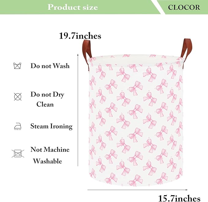 CLOCOR Large Laundry Basket,Waterproof Nursery Hamper,Collapsible Fabric Storage Container,Room Decor,Gift Basket（Star Bowknot