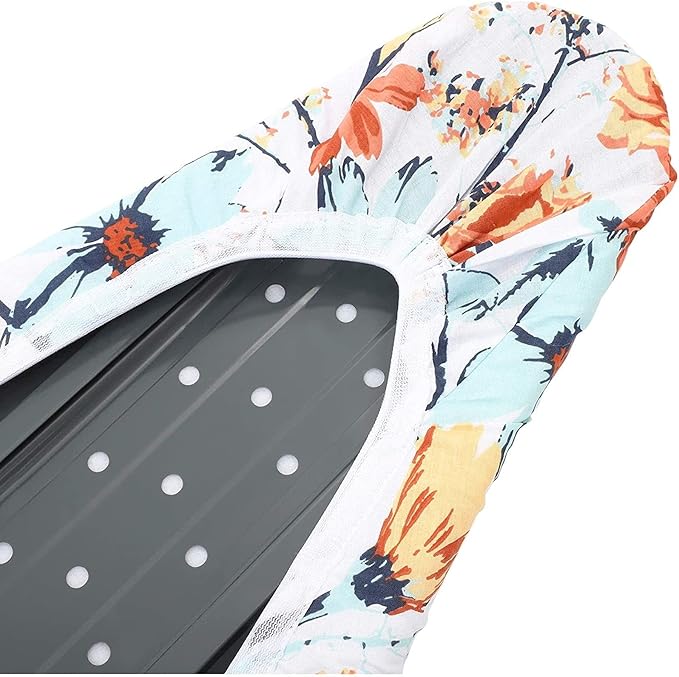 Juvale Ironing Board Cover & Pad - Standard Size 15 x 54 in, Multicolor Floral Print - Extra-Thick Laminated Cotton & Foam Padding with Drawstring Fit - Slip-On Iron Board Cover