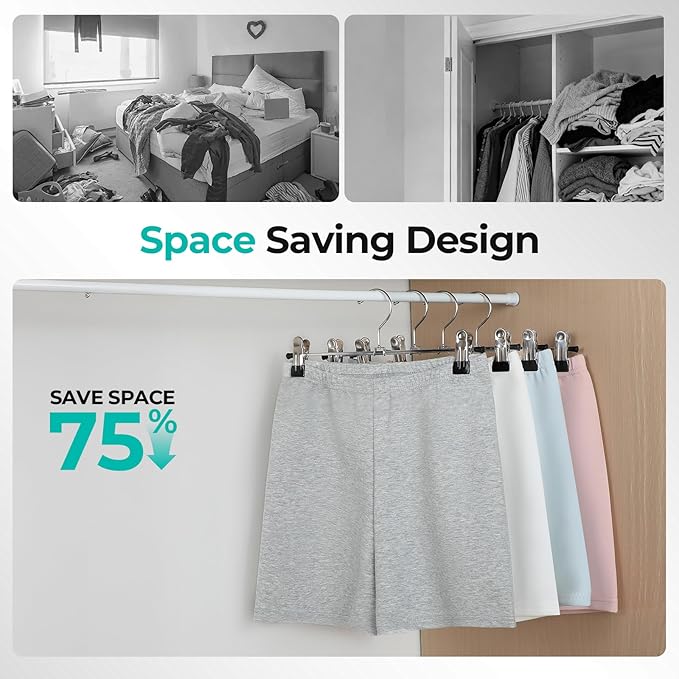 GoodtoU Pants Hangers with Clips - Skirt Hangers 24 Pack Clip Hanger for Pants Jeans Shorts Adjustable Metal Hanger for Heavy Duty