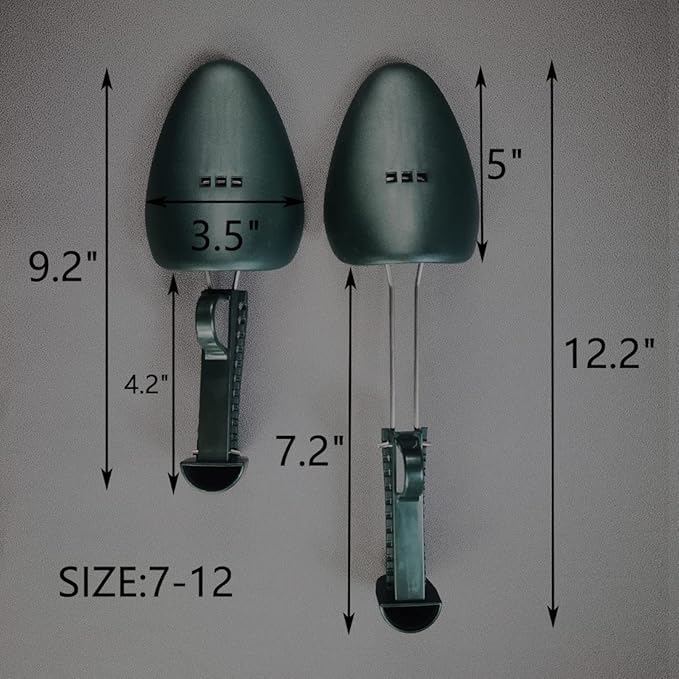WAJJ 2 Pairs Plastic Shoe Tree Stretcher Shaper for Men Adjustable Length Shoes Boot Holder Shaper Support(Green Men)