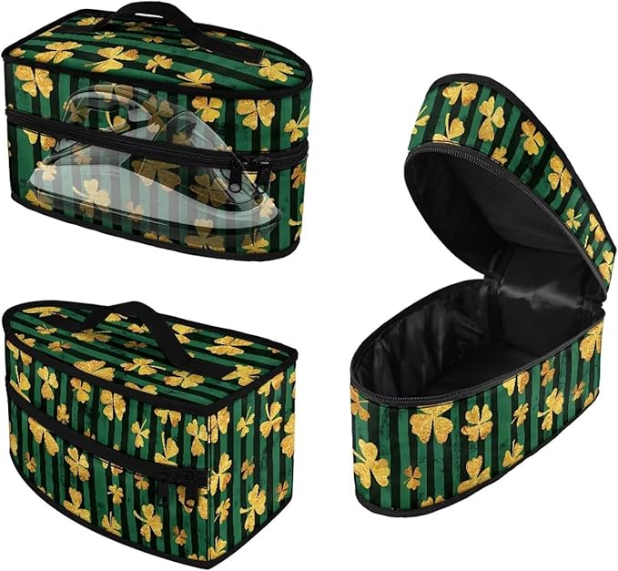 Gold Shamrock Portable Iron Storage Bag Dustproof Bags for Travel Mini Steam Iron Universal for Most Irons Home Decoration,Easy to Carry(Bag Only)