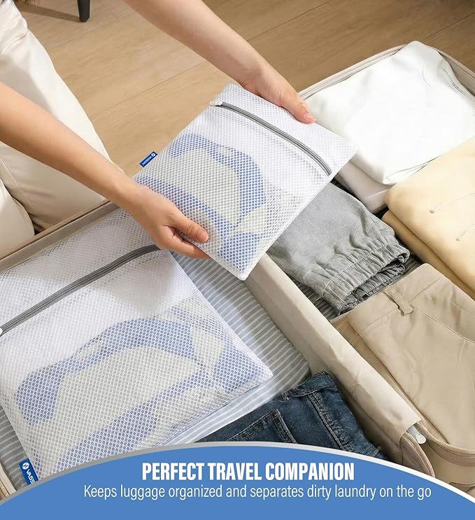 VASSON Premium Mesh Laundry Bags for Delicates with Auto-Lock Zipper - Durable Washing Bag Set for Blouse, Hosiery, Underwear, Bra, and Shoes (5-Piece Set (All-Purpose))