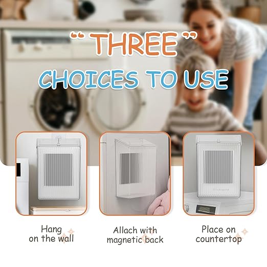 Sealegend Magnetic Slim Trash Can Wastebasket with Lid, Lint Bin, Storage Bins Perfect for Kitchen, Fridge, Cabinet, Bathroom, Laundry Room Organization, Clear