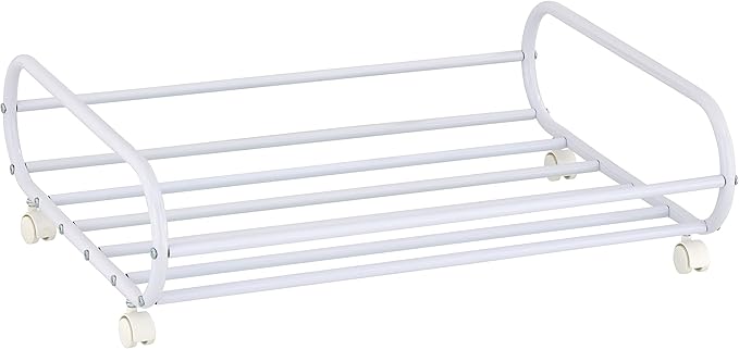 MyGift 24-Inch Rolling Stainless Steel Silver Metal Under Bed Storage Cart, Space Saving Organizer Rotating Wheels