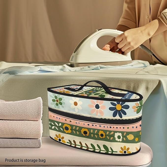 Daisy Flower Print Steam Iron Case Travel Iron Organizer Handheld Steamer Holder with Handle Waterproof Travel Accessories, Case Only