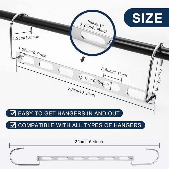 12 Pieces Space Saving Metal Collapsible Hangers for Heavy Clothes, Closet Space Savers Metal Hanger Organizer for Dorm, Room Essentials Storage