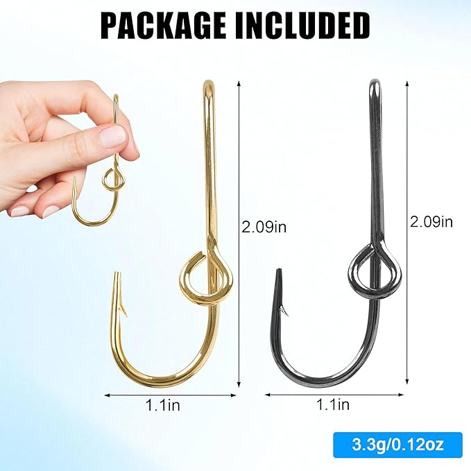 10PCS/20PCS Fishing Hook Hat Pins for Hat,Fish Hook Hat Clip for Hat Tie Clasp Fashion Trend Hat Decoration Gold Balck