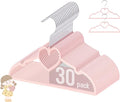 GOSCHE Baby Hangers 11 inch, Toddler Velvet Hnagers, Non-Slip for Baby and Children Clothes, Durable Ultra-Slim Space-Saving Closet Organizers, Pink, 30 Pack