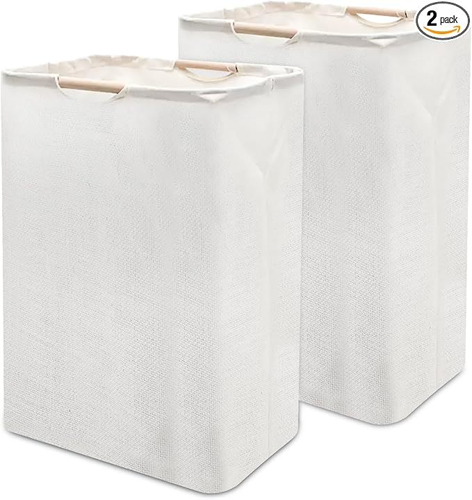 2Pack Large Laundry Hampers with Handles, 60L (15.85 Gal) Foldable Laundry Hamper, Freestanding Waterproof Clothes Hamper for Bedroom, Bathroom, Dorm, Laundry Room15.3"L x 10.6"W x 20.8"H