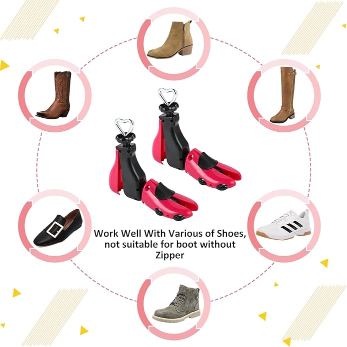 2PCS Professional Boot Shoe Stretcher Wide Feet for Men Women, Shoe Expander Widener Adjustable Length & Width
